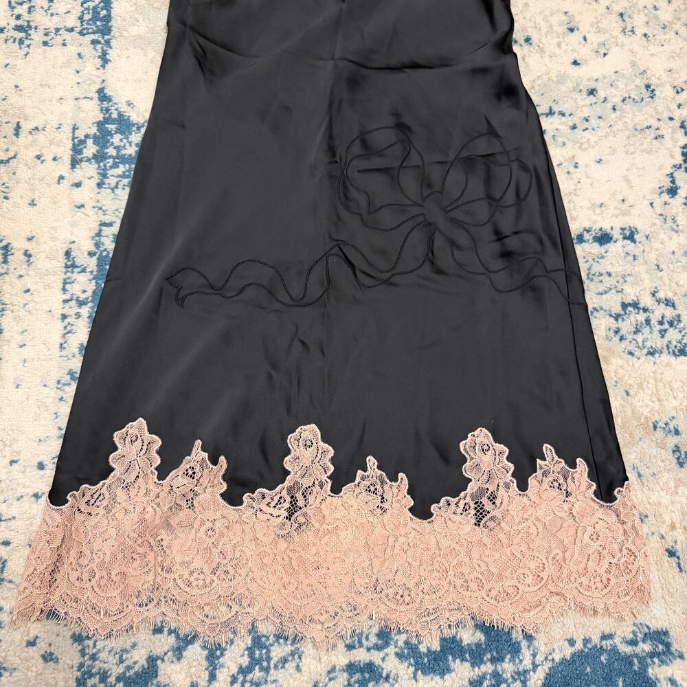 LoveShackFancy Black and Blush Lace-Trim Midi Dress - Picture 8 of 9
